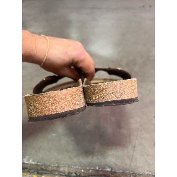 Birkenstock Madrid Birko-Flor Sandals EU 41 US 10 Tan Taupe Single Strap Narrow - Picture 6 of 7